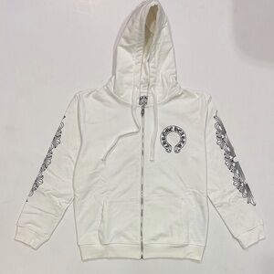 White Chrome Hearts Zip Up Hoodie Size Meduim